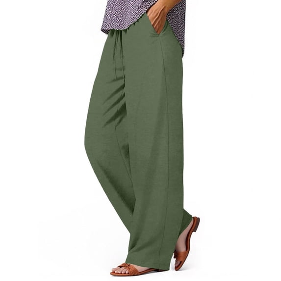 Wowcloth Women's Solid Color Drawstring Waist Casual Long Pants with Side and Back Pockets