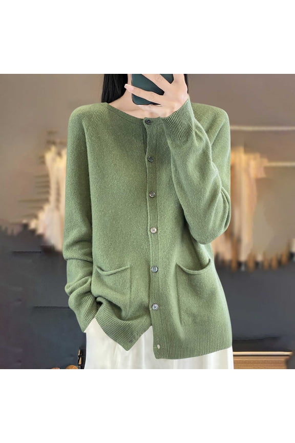 Women's Solid Color Sweater with Pockets, Raglan Sleeve, Button Detail for Casual Fashion and Daily Wear