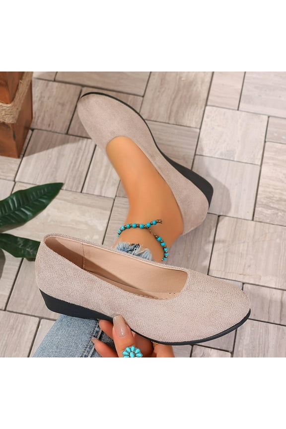 Women's Solid Color Wedge Heel Casual Shoes – Comfortable Mid Heel Slip-On for Everyday Wear and Relaxed Style,Plus Size