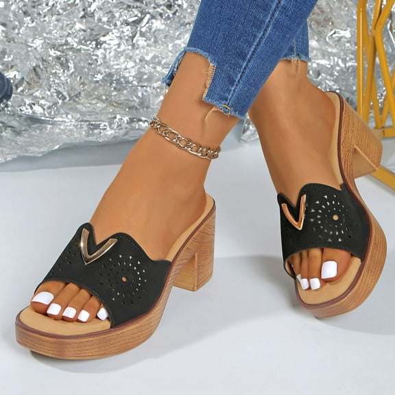 Wowcloth Women's Square Toe Flip Flops – Breathable Open-Toe Wedge Heels with Comfortable Strappy for Casual and Beachwear Footwear