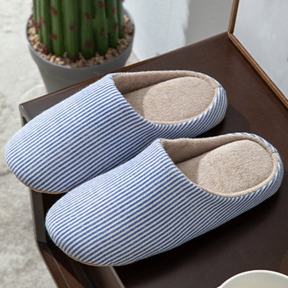 Wowcloth Women's Striped Casual Slippers - Comfortable Round Toe Closed Design with Non-Slip Sole for Home and Outdoor Use