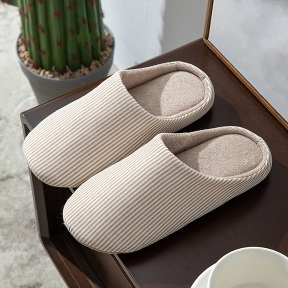 Wowcloth Women's Striped Casual Slippers - Comfortable Round Toe Closed Design with Non-Slip Sole for Home and Outdoor Use