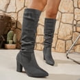 thumbnail image 1 of Wowcloth Women's Suede Knee High Boots - Chunky Heel Mid Height Winter Fashion with Casual Versatile Outfit Edgy Style, 1 of 9