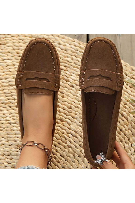 Women's Suede Low-Top Sneakers - Comfortable Lightweight Slip-On with British Retro Style for Casual Fashion