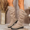 thumbnail image 1 of Wowcloth Women's Suede Round Toe Thick Sole Boots – Comfortable Versatile Buckle Decoration with Plush Lining for Warmth, Casual and Everyday Fashion Wear, 1 of 5