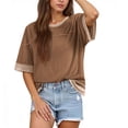 thumbnail image 1 of Wowcloth Women's Summer Casual T-shirt, Oversized Short Sleeve with Round Neck and Color Block, Basic Tee for Daily Wear and Leisure Time, 1 of 9