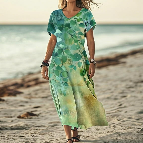 Wowcloth Women's Summer Fashion Printed Sleeveless Suspenders Pullover Ladies Dress - Stylish Outdoor Gathering Dress