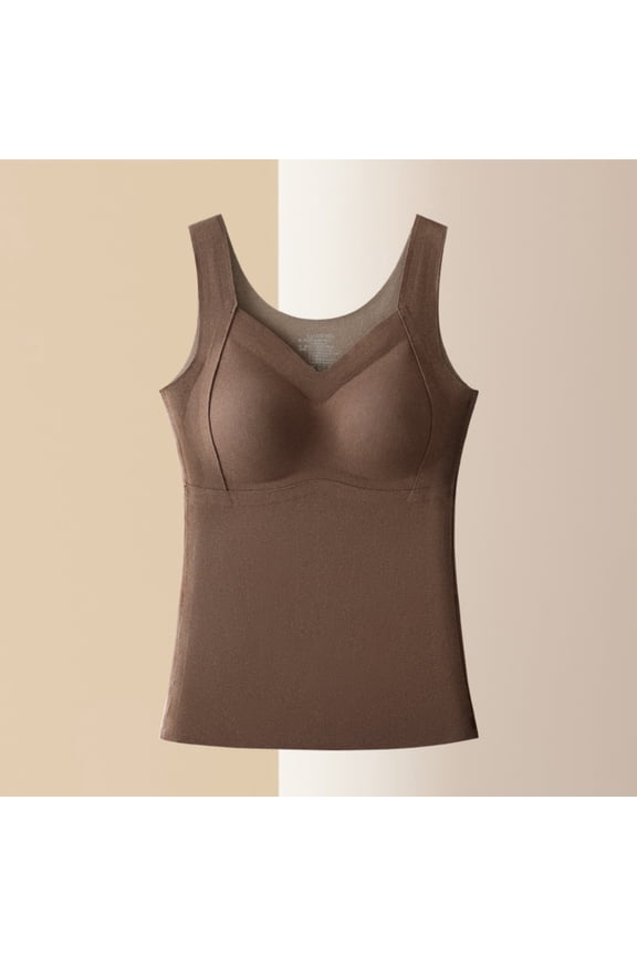 Women's Thermal Cami, Winter Warmth with Built-in Bra and Seamless Design, Fleece-Lined All-in-One Base Layer for Daily Wear and Layering in Cold Weather