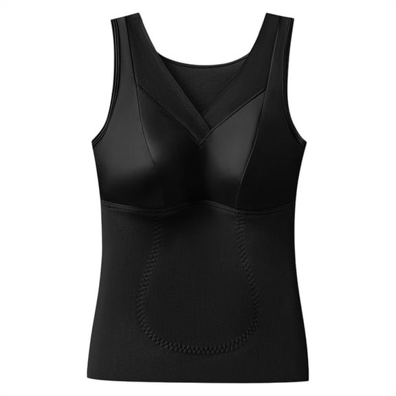 Wowcloth Women's Thermal Camisole, Solid Color V-Neck, With Built-in Bra for Support and Comfort, for Everyday Wear and Layering