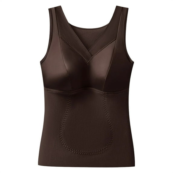Wowcloth Women's Thermal Camisole, Solid Color V-Neck, With Built-in Bra for Support and Comfort, for Everyday Wear and Layering