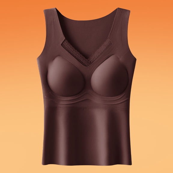Wowcloth Women's Thermal Camisole with Built-in Bra, Seamless and Fleece Lined for Winter Layering and Everyday Use