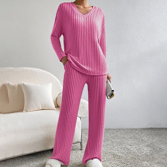 Wowcloth Women's Two-Piece Set, Long Sleeve Solid Color, Casual Comfortable for Daily Wear