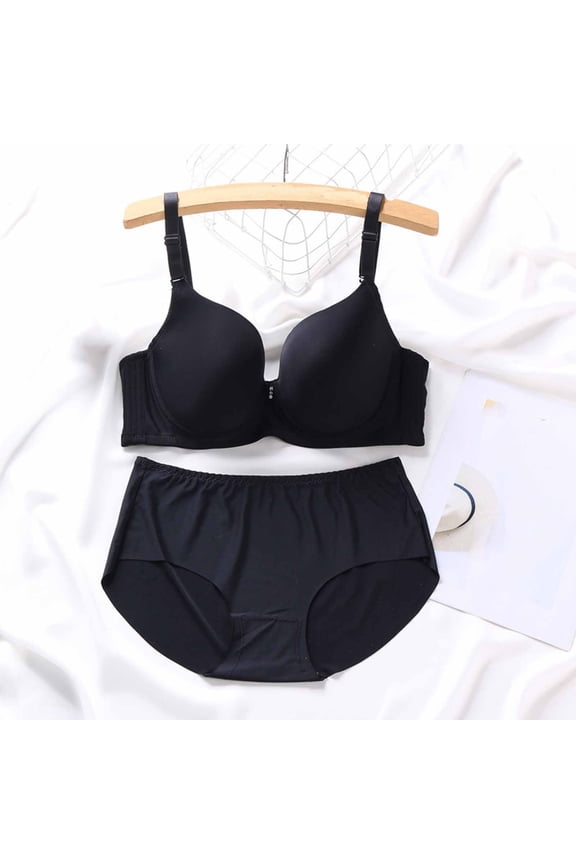 Women's Underwire Push-Up Bra and Panty Set, Lightweight Solid Color, Lift and Anti-Sagging Support for Daily Wear