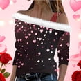 thumbnail image 1 of Wowcloth Women's Valentine Print Blouse with Collar, Long Sleeve Loose Fit Asymmetric Strap, Fashionable and Romantic for Date Night, Parties and Casual Wear, 1 of 7