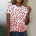 thumbnail image 1 of Wowcloth Women's Valentine Print Short Sleeve Round Neck Blouse with Floral Design for Holiday, Casual and Daily Wear, 1 of 4