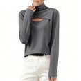 thumbnail image 1 of Wowcloth Women's Velour High Neck Long Sleeve Shirt, Loose Fit and Slimming, Versatile Base Layer for Casual and Everyday Wear, 1 of 5