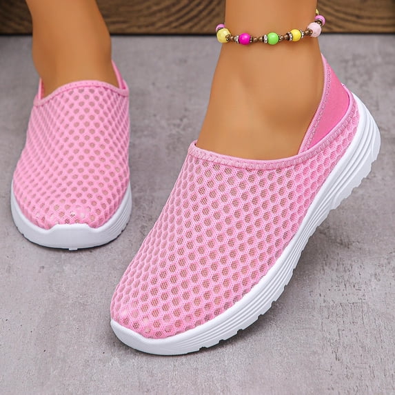 Wowcloth Women's Versatile Mesh Low-Top Sneakers for Plus Size – Comfortable Round Toe Perforated Design, Spring Summer Fashion Casual Shoes with Lifting Effect