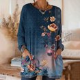 thumbnail image 1 of Wowcloth Women's Vintage Print Long Sleeve Round Neck Top, Casual Loose Fit with Pockets for Daily Wear and Casual Outings, 1 of 7