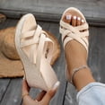 thumbnail image 1 of Wowcloth Women's Wedge Sandals - Open Toe Round Toe Comfortable Thick Sole Plus Size Solid Color for Casual Fashion and Outdoor Wear, 1 of 9
