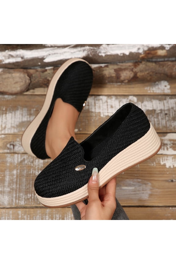 Women's Wedge Shoes, Stylish Chunky Sole, Comfortable Platform Loafers for Fall-Winter Casual Footwear