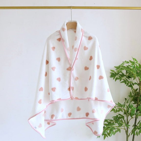Wowcloth Women's Winter Flannel Cape, Thickened Heart Design, Cozy Fleece-Lined Blanket Cloak for Indoor Lounging and Daily Use