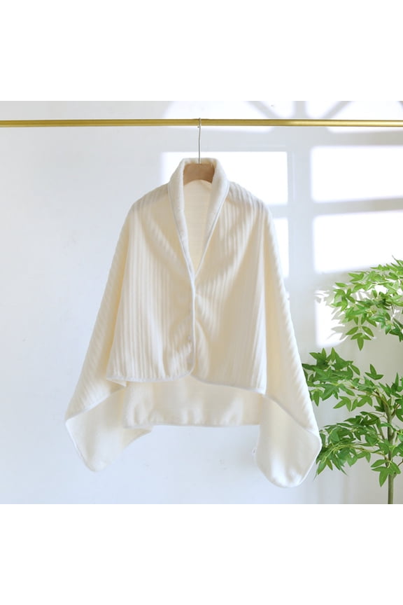 Women's Winter Flannel Shawl Cape, Thickened Thermal Warm Wrap with Solid Color Design for Cold Weather and Indoor Comfort