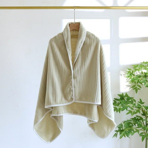 Wowcloth Women's Winter Flannel Shawl Cape, Thickened Thermal Warm Wrap with Solid Color Design for Cold Weather and Indoor Comfort