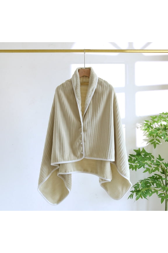 Women's Winter Flannel Shawl Cape, Thickened Thermal Warm Wrap with Solid Color Design for Cold Weather and Indoor Comfort