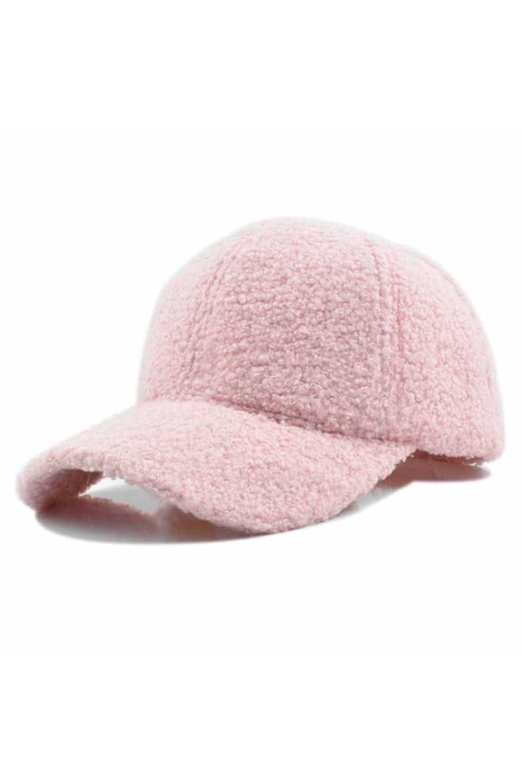 Women's Winter Lamb Wool Baseball Hat, Solid Color Cozy Thickened Warm Windproof, Outdoor Fleece Cap for Cold Weather