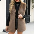 thumbnail image 1 of Wowcloth Women's Winter Sleeveless Solid Faux Fur Coat - Sleeveless Stand Collar Thermal Insulation Jacket, Casual Warm Outerwear for Cold Weather, 1 of 7