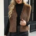 thumbnail image 1 of Wowcloth Women's Winter Sleeveless Solid Stand Collar Faux Fur Coat - Warm Fleece-Lined Outerwear for Chic Winter Fashion, 1 of 6