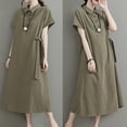 thumbnail image 1 of Wowcloth Womens Casual Summer Cotton Linen Dresses Midi Flowy Beach Dress Short Sleeve Ruffled Shift Dress Loose Sundress, 1 of 8