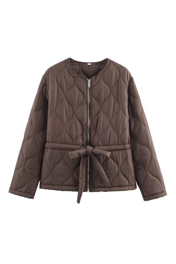 Womens Cotton Jacket, Solid Color Long Sleeve Zipper Coat, Casual Fall Winter Outerwear for Daily Wear