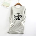 thumbnail image 1 of Wowcloth Womens Fleece-Lined Thermal Shirt with Letter Print and Round Neck, Long Sleeve Thickened Warm Base Layer for Autumn Winter Indoor Outdoor Wear, 1 of 5