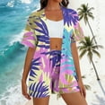 thumbnail image 1 of Wowcloth Womens Hawaiian Print Beach Set, Loose Fit Casual Outfit with Cardigan and Shorts for Vacation and Summer Wear, 1 of 7