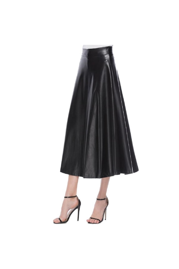 Womens Long Faux Leather Skirt Bodycon High Waist Slim Pencil Midi Skirt