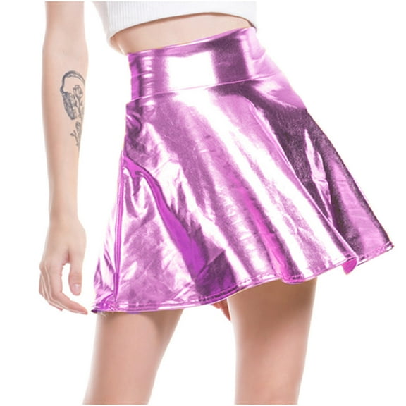 Wowcloth Womens Sexy Stage Solid Color Performance Dress Pleated Skirt Colorful High Waist Underskirt Elastic Waist Tiered