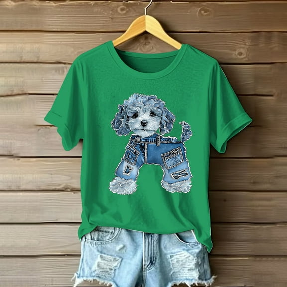 Wowcloth Womens Summer Fashion Print Short Sleeve Short Sleeve Round-neck T-shirt Blouse