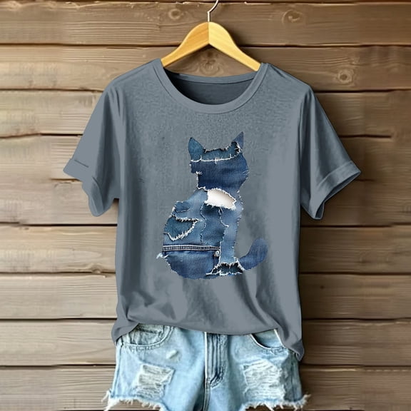 Wowcloth Womens Summer Fashion Print Short Sleeve Short Sleeve Round-neck T-shirt Blouse