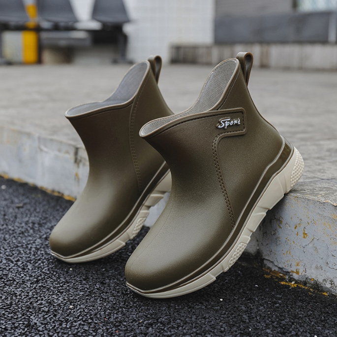 Wowen Rain Boots Slip On Antislip Rubber Waterproof Ankle Boots Rain Shoes