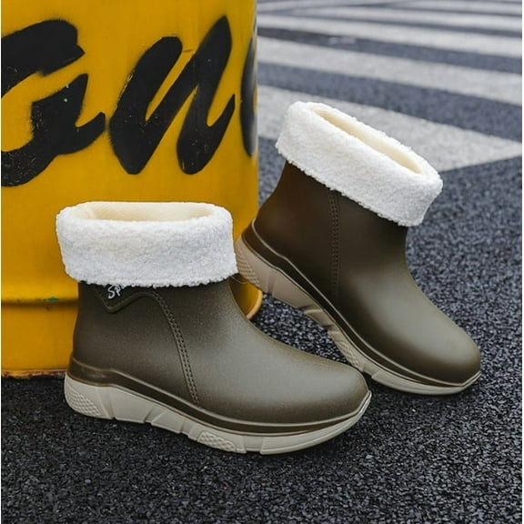 Wowen Rain Boots Slip On Antislip Rubber Waterproof Ankle Boots Rain Shoes