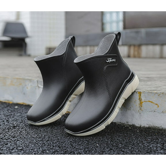 Wowen Rain Boots Slip On Antislip Rubber Waterproof Ankle Boots Rain Shoes