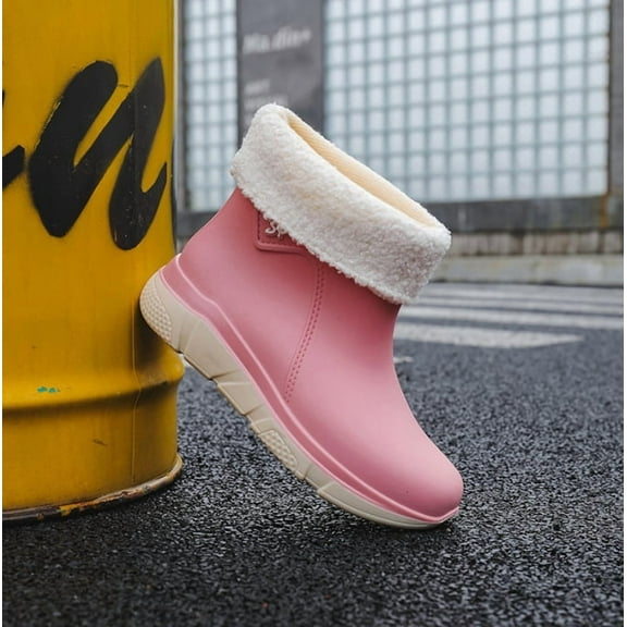 Wowen Rain Boots Slip On Antislip Rubber Waterproof Ankle Boots Rain Shoes