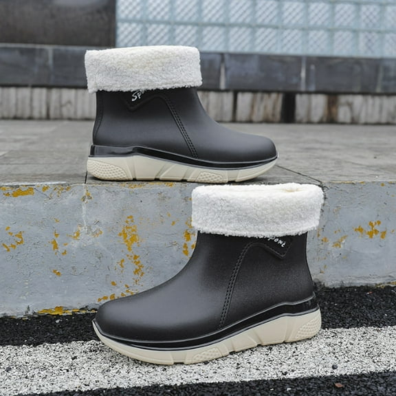 Wowen Rain Boots Slip On Antislip Rubber Waterproof Ankle Boots Rain Shoes