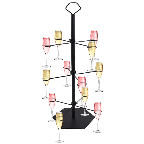 Wowhub 3 Tier 12 Holders Cocktail Tree Stand, Champagne Tower, Metal Wine Glass Holder, Margarita Tower for Wedding Party Bar Drink Display