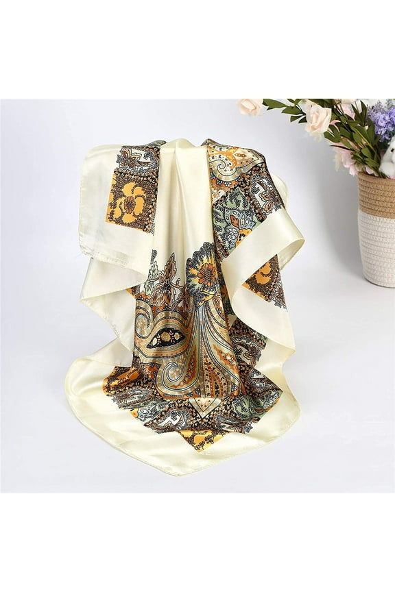 90 x 90 cm Large Square Scarves for Women Silky Like Headscarf Bandanas Hair Scarf Neckerchief Sleeping Fringe