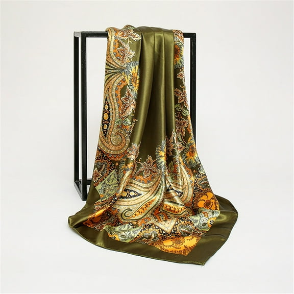Wowkaka Silk Scarf Womens Elegant Large Head Scarves Soft Silk Feel Satin Square Scarf Shawl