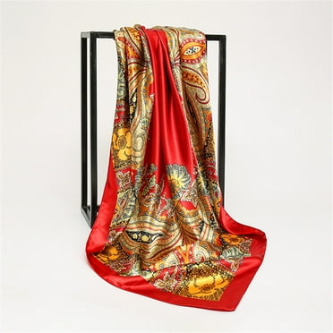 Wowkaka Silk Scarf Womens Elegant Large Head Scarves Soft Silk Feel Satin Square Scarf Shawl