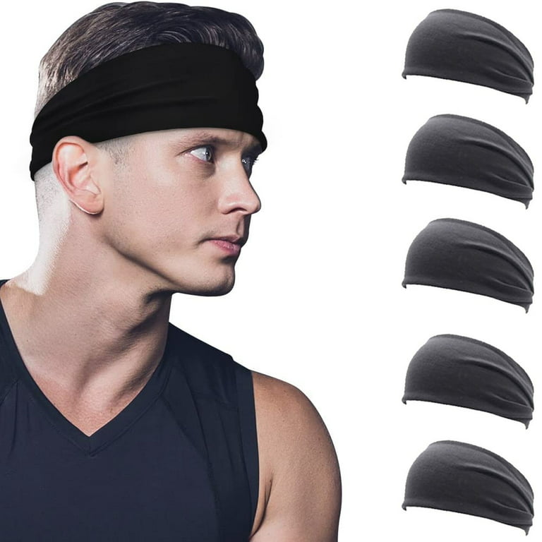 Wowkaka Sports Headbands for Women Men (5 Pack), Sweatbands, Elastic Wide  Wicking Hair Bands, Moisture Wicking Workout Headband for Yoga, Running