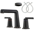 thumbnail image 1 of Wowkk 3 Hole Bathroom Faucet 2 Handle Widespread Bathroom Sink Faucet with Pop up Drain and Supply Lines, Brass Vanity Faucet for Rv Farmhouse Lavatory Restroom Sink, Oil Rubbed Bronze, 1 of 11